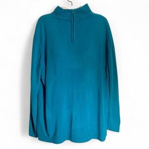 Vintage teal quarter zip sweater with a mock neck #vintage #fall #cozy #casual